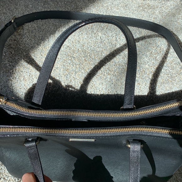 Nearly New Large Black Leather Kate Spade Crossbody Satchel - Picture 3 of 8